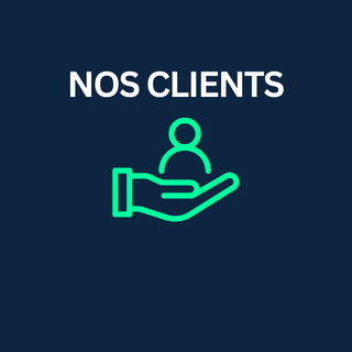 Logo “Nos Clients” MySolutionConnect représentant un réseau d’entreprises partenaires connectées.