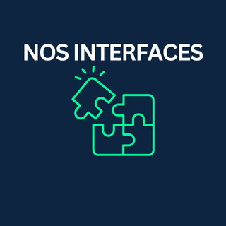Logo “Nos interfaces” MySolutionConnect représentant des outils et solutions connectées via différentes interfaces digitales.